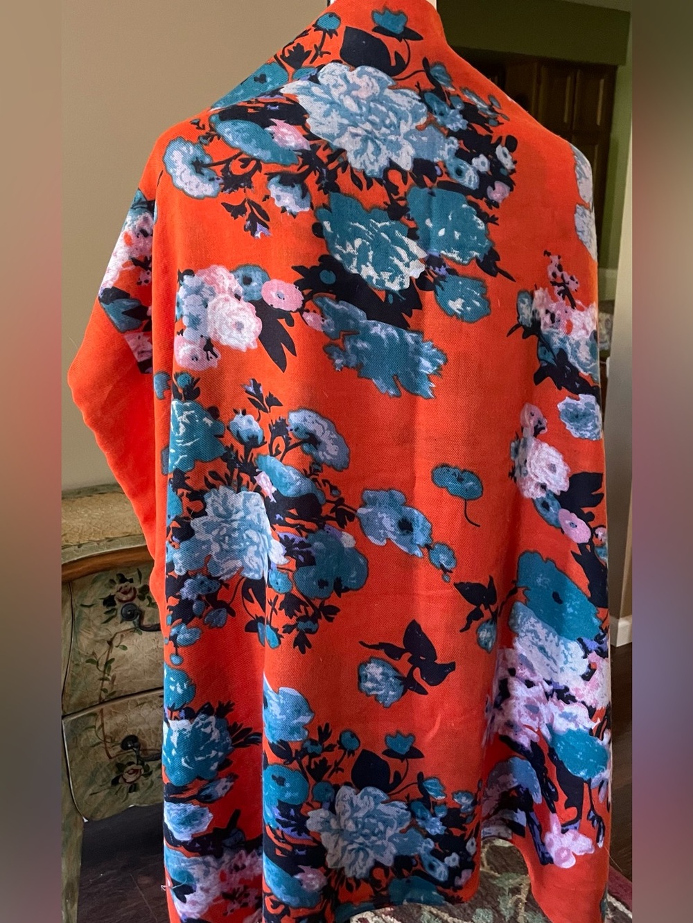 Bright Orange Floral Swimsuit Wrap.